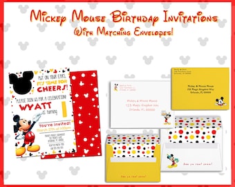 Printed Custom DISNEY Mickey Mouse Birthday Party Invitation/Envelope/COVID-19 Card Package