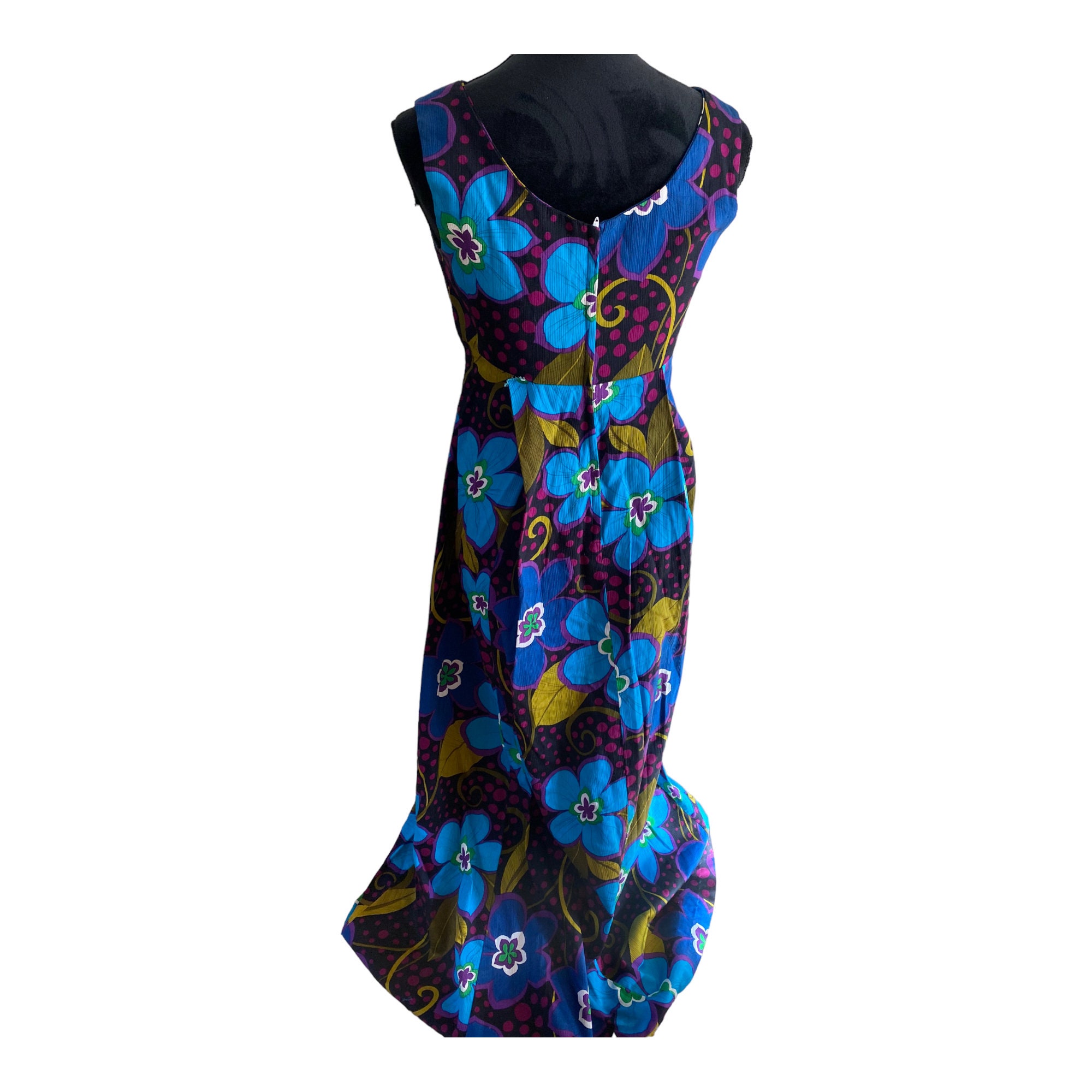 Vintage 60s Floral Hawaiian Maxi Dress Psychedelic - Etsy