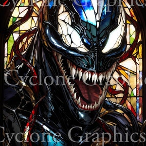 Venom Stained Glass Portrait, Wall art, Digital Print, Super Hero Prints