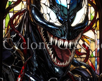Venom Stained Glass Portrait, Wall art, Digital Print, Super Hero Prints