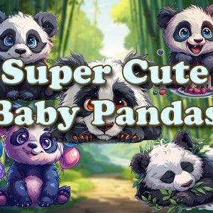 20 Super Cute Pandas Clipart, Nursery Decor Baby Panda, Adorable, Cute Panda, Baby Panda Clipart and Illustration, PNG Clipart