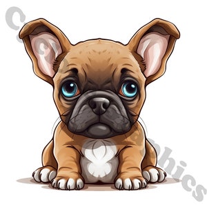 12 Buldogues Franceses, clipart de pequenos animais fofos, Frenchies, desenho animado, cachorrinho, cachorrinho,