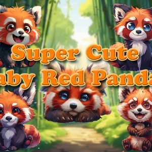 20 imágenes prediseñadas de pandas rojos súper lindos, decoración de la guardería bebé panda rojo, adorable, lindo panda rojo, bebé panda rojo imágenes prediseñadas e ilustración