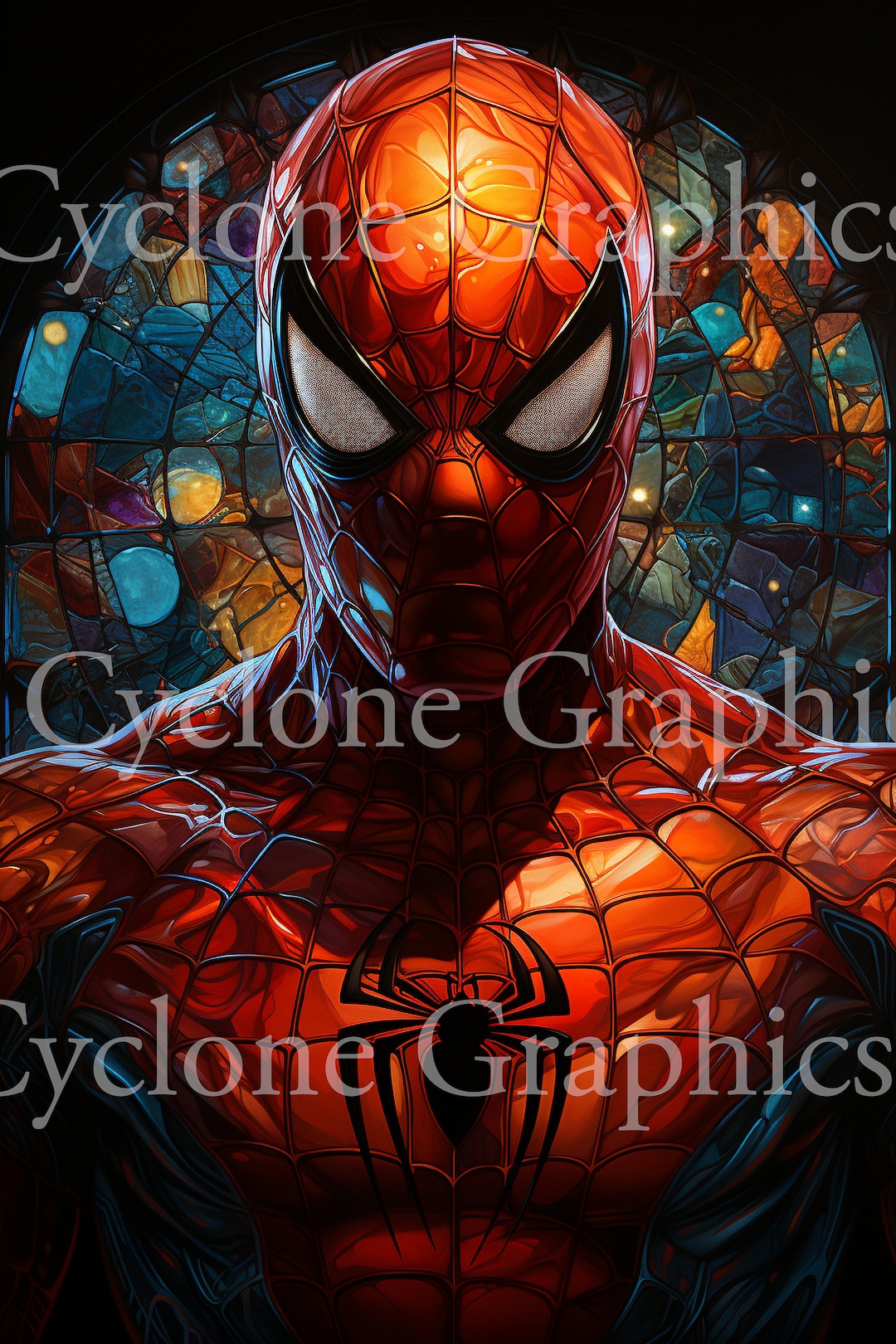 spiderman-stained-glass-portrait-wall-art-digital-print-super-hero