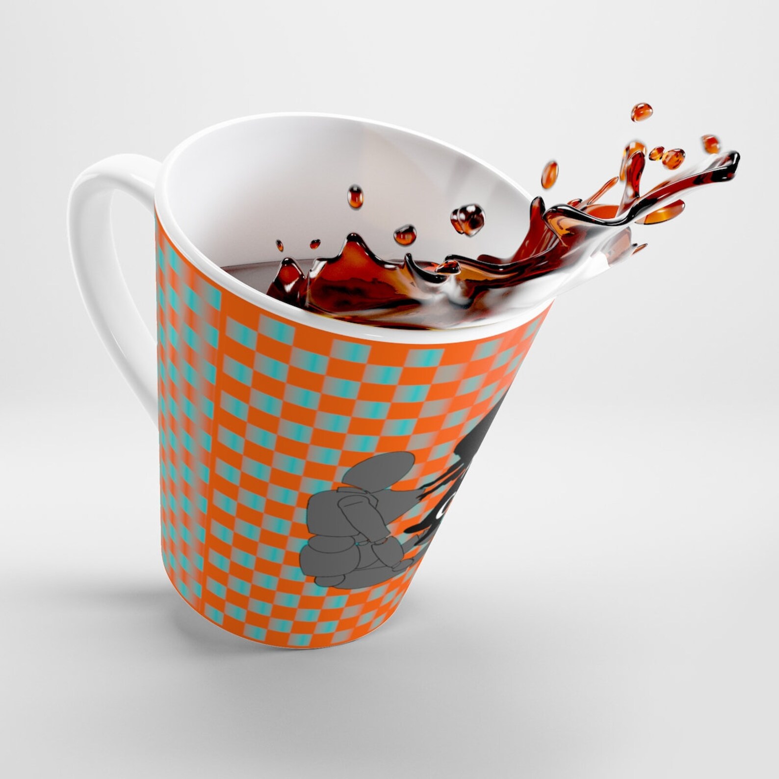 Taza de latte Big Bright Blue Grid Etsy