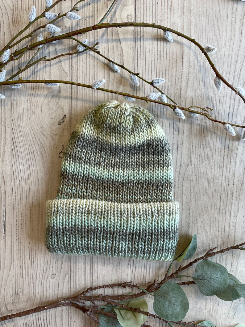 Handmade Wool Chunky Knit Hat Green