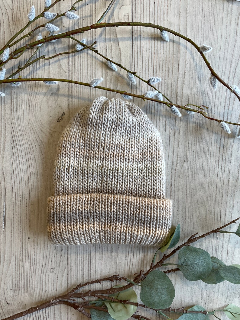 Handmade Wool Chunky Knit Hat Beige