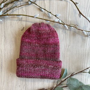 Handmade Wool Chunky Knit Hat Pink