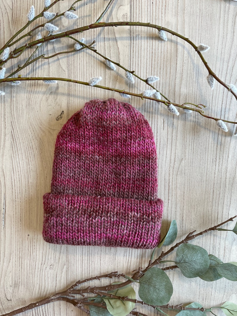 Handmade Wool Chunky Knit Hat Pink