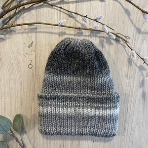 Handmade Wool Chunky Knit Hat Grey