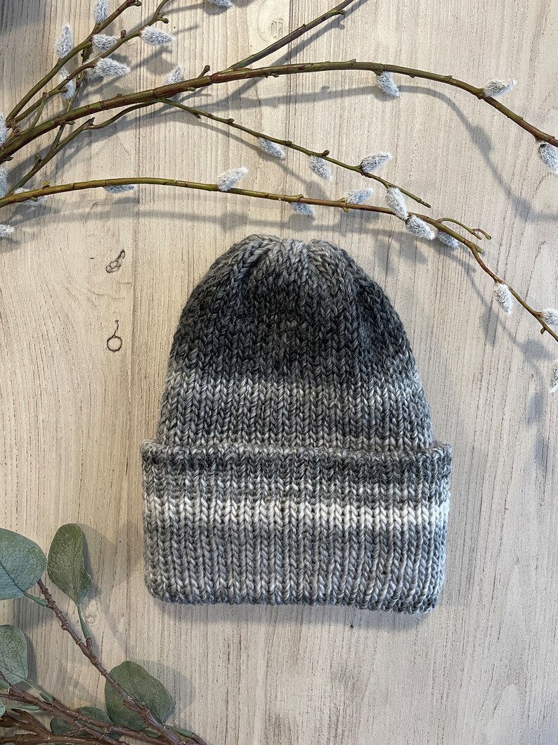 Handmade Wool Chunky Knit Hat Grey