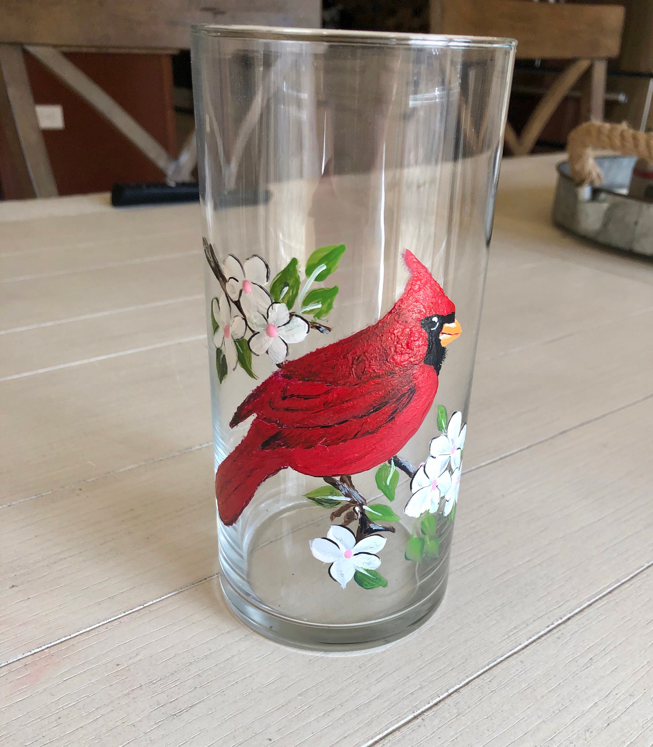 Vase Hand Painted Vase Wedding Cardinal Vase Wedding Favor Etsy