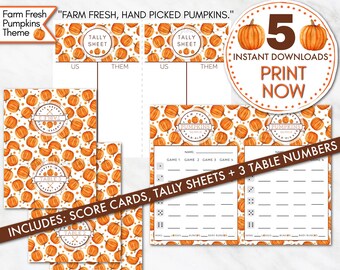 Paquete Bunco de Calabaza, Juego de Acción de Gracias de Otoño (Descarga Instantánea)