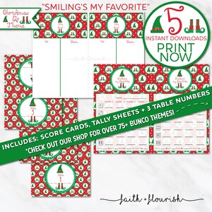 Printable Christmas Elf Bunco Bundle Set, Happy Winter Holiday Bunco, Red and Green Xmas Bunco Game, December Bunco, Merry Christmas Bunco