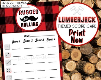 Printable Lumberjack Bunco Score Card Sheet, Baby Shower Bunco, Dress Like Your Man Bunco, Instant Download