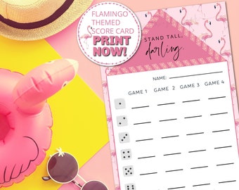 Printable Flamingo Bunco Score Card Sheet, Pink Bunco Scorecard, Instant Download