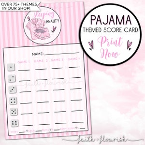 Printable Pajama Bunco Score Card Sheet, Ladies Pajama Night Party ...