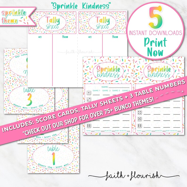 Rainbow Sprinkle Bunco Set (instant Download) - Etsy