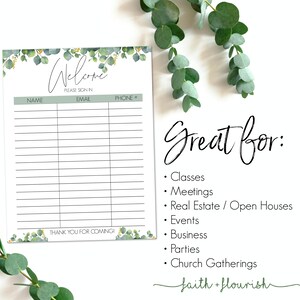Printable Welcome Sign in Sheet | Real Estate and Open House Flyer ...