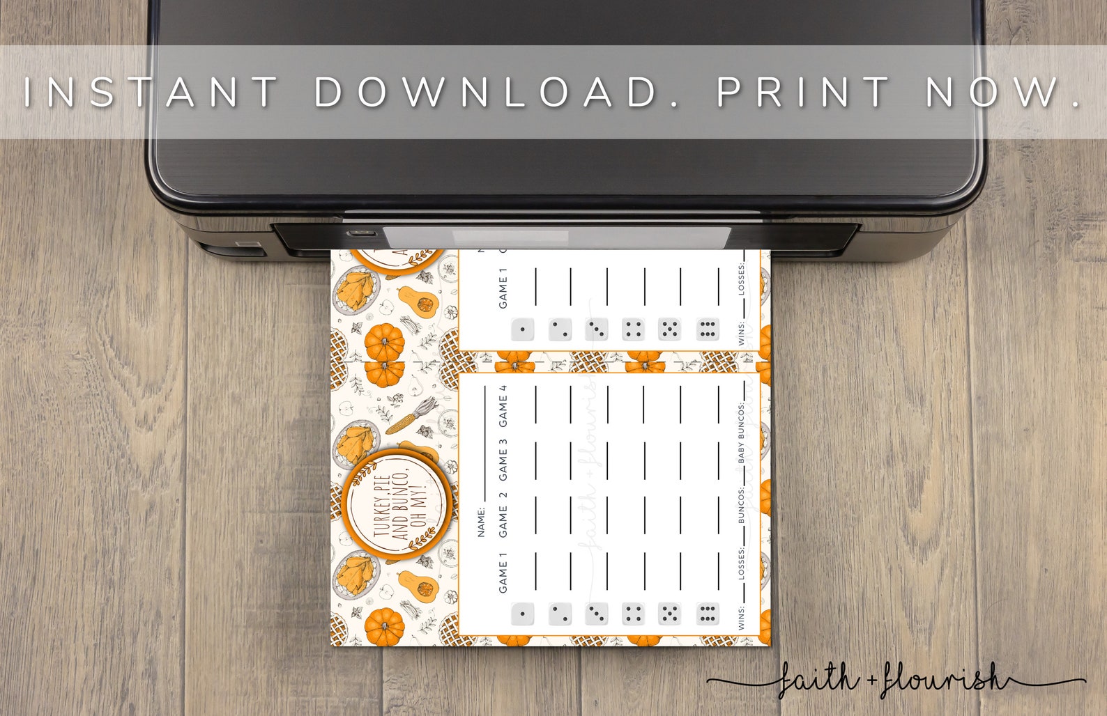 Printable Thanksgiving Bunco Score Card Sheet, Fall October and ...