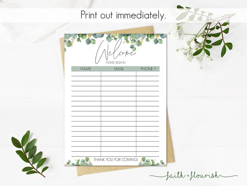 Printable Welcome Sign in Sheet | Real Estate and Open House Flyer ...