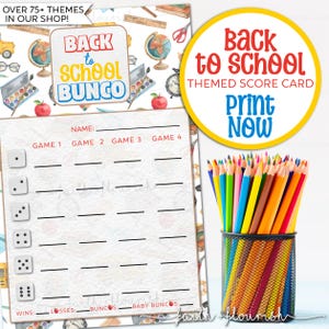 Printable Back to School Bunco Score Card Sheet, School Bunco, Teacher Bunco Game, Classroom Game, Year Round Bunco, Print Now