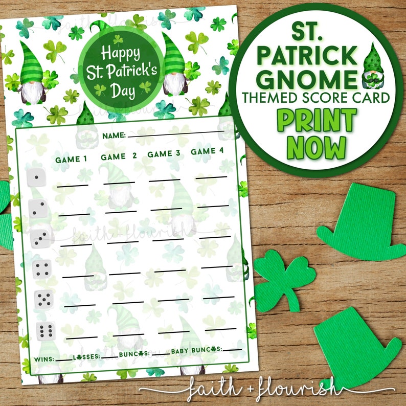 Printable St Patrick Gnome Bunco Score Card Sheet Happy St Patrick s Printable St Patrick Gnome Bunco Score Card Sheet Happy St Patrick s