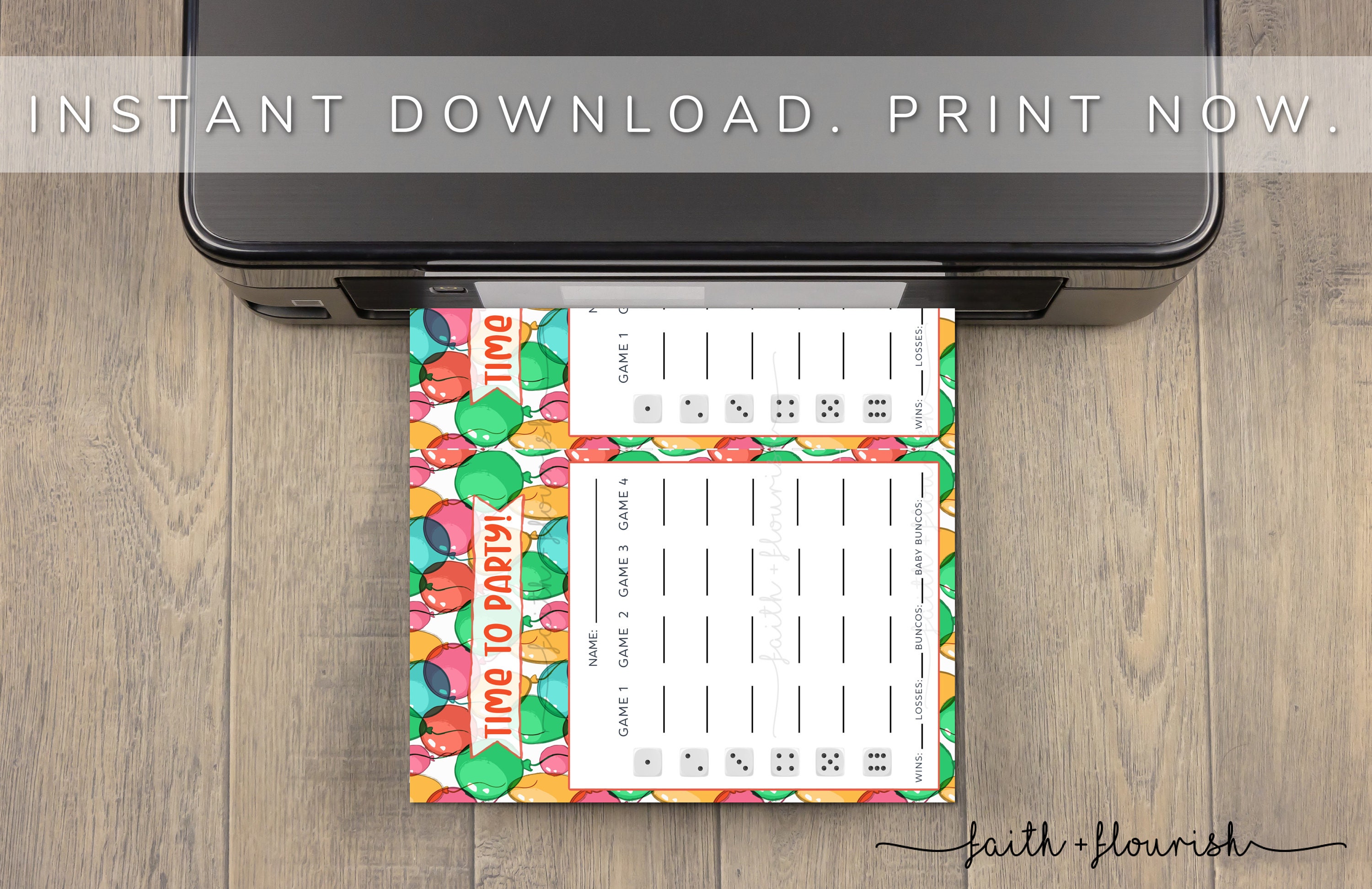 Printable Party Bunco Score Card Sheet, Printable Birthday and ...
