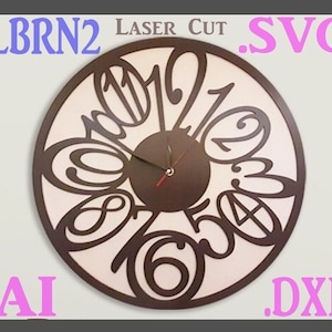 abstract number clock laser cutting file download