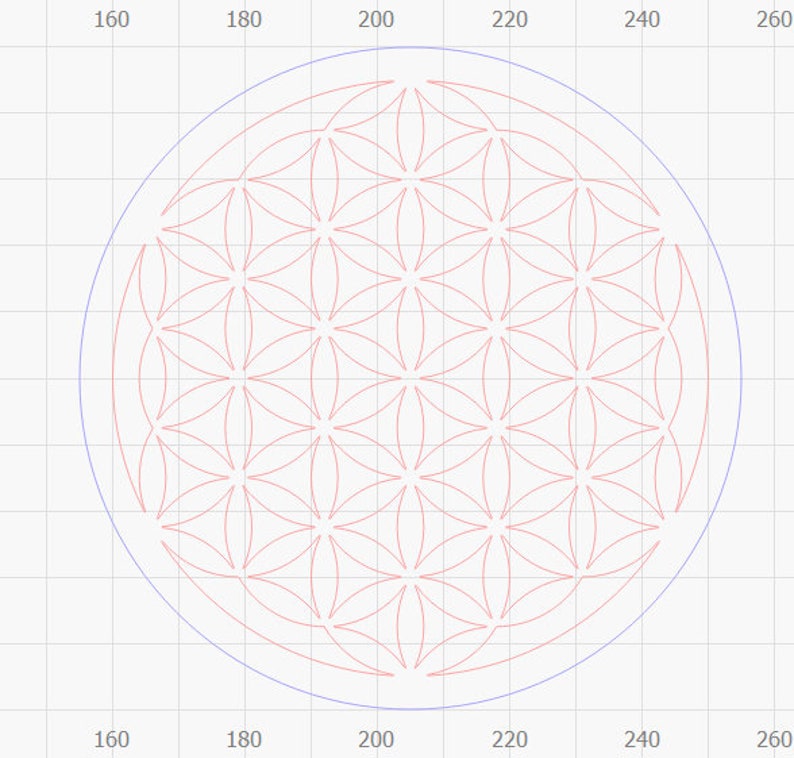 fleur de vie géométrie sacrée laser coaster découpe et fichier de gravure. Fichiers .svg .dxf et .lbrn2 image 2