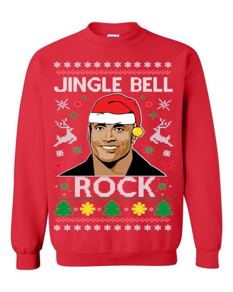 THE ROCK jingle bell ugly sweater Dwayne Johnson funny | Etsy