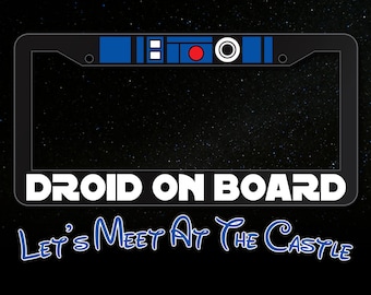 Marco de matrícula inspirado en R2-D2, droide a bordo