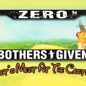 Winnie The Pooh Disney Inspired License Plate Frame, Hundred Acre Forest Inspired, Zero Bothers Given, Pooh Bear Gifts