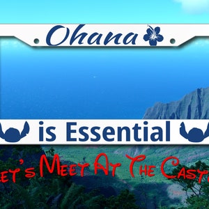 Lilo and Stitch Inspired License Plate Frame, Ohana is Essential License Plate Frame, Disney Fan Made Accessories