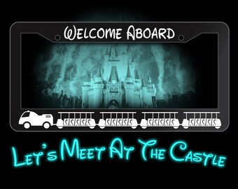 Marco para matrícula "Bienvenido a bordo", inspirado en el tranvía de Disney, regalo inspirado en Disney