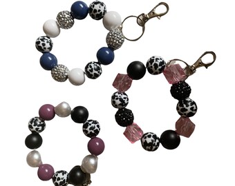 Cow print keychain bracelets, cow print, keychain bracelet, cow print keychain