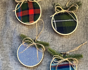 memory ornament, sentimental ornament, ornament out of loved ones clothing