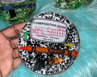 Posavasos para maestros, regalo personalizado para maestros, posavasos de crayón, posavasos para cuaderno de composición, regalo de administrador, regalo de agradecimiento para maestros,