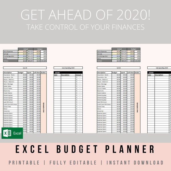 Excel Budget Spreadsheet / Planner / Monthly & Annual / Based on the Barefoot Investor Principles / Download w Bonus A5 Notepad Printable