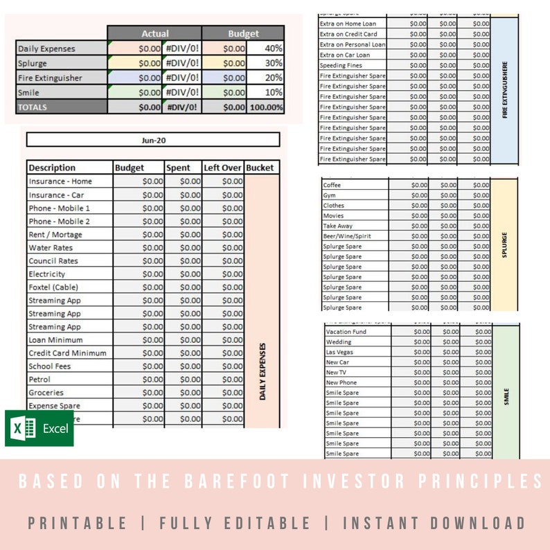 Excel Budget Spreadsheet / Planner / Monthly & Annual ...