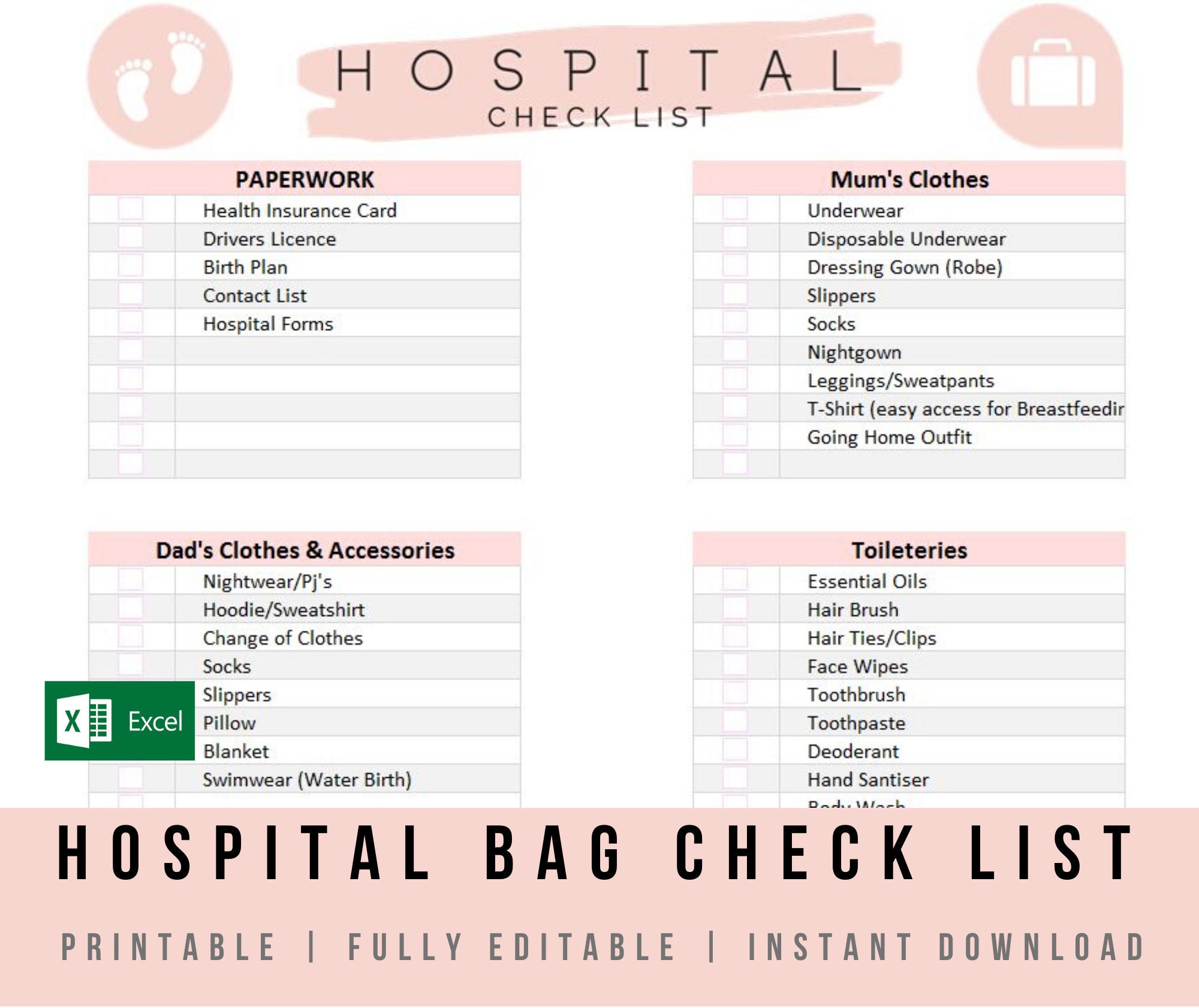 hospital bag checklist  pinkblush {with free printable