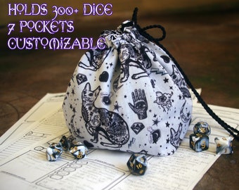 Dice Bag of Hoarding - Large Drawstring Dice bag with 7+1 pockets
