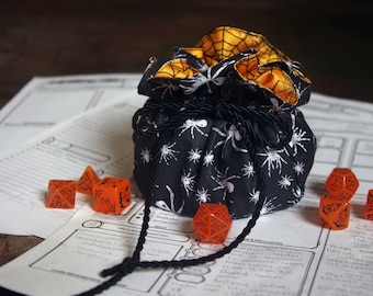 Large Drawstring Dicebag with 7+1 pockets for tabletop RPG, D&D, collectibles organiser for dice, tokens, miniatures, coins, crystals