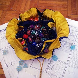 Large Drawstring Dicebag with 71 pockets for tabletop RPG, D&D, collectibles organiser for dice, tokens, miniatures, coins, crystals image 4