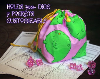 Dice Bag of Hoarding - Large Drawstring Dice bag with 7+1 pockets