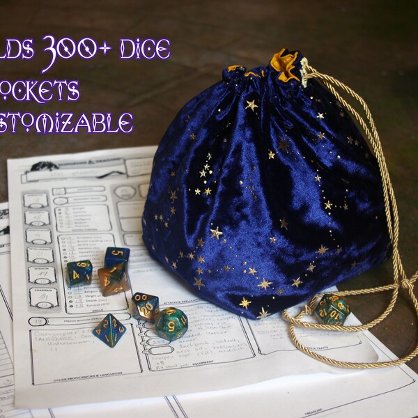 Grote Dicebag met trekkoord met 7+1 vakken voor tafelblad RPG, D&D, verzamelobjecten organizer voor dobbelstenen, tokens, miniaturen, munten, kristallen