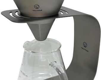 Valtcan Titanium Pour Over Coffee Set: Reusable Filter, Glass Carafe, No Paper Waste