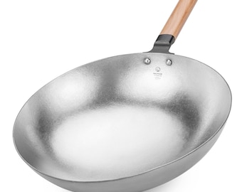 14 Inch Titanium Wok: Grade 1, Heat-Treated, Lightweight Stir Fry Pan