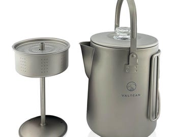 Valtcan Titanium Coffee Percolator 1.5L Campfire Stove Top Ultralight 395g Camping Kettle