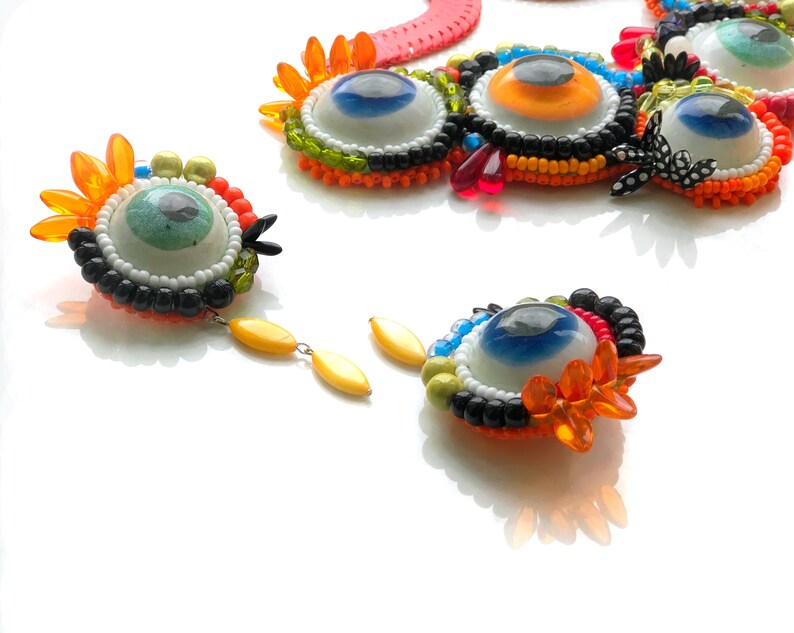 Handmade Eyes Necklace with Eyes Big Eyes